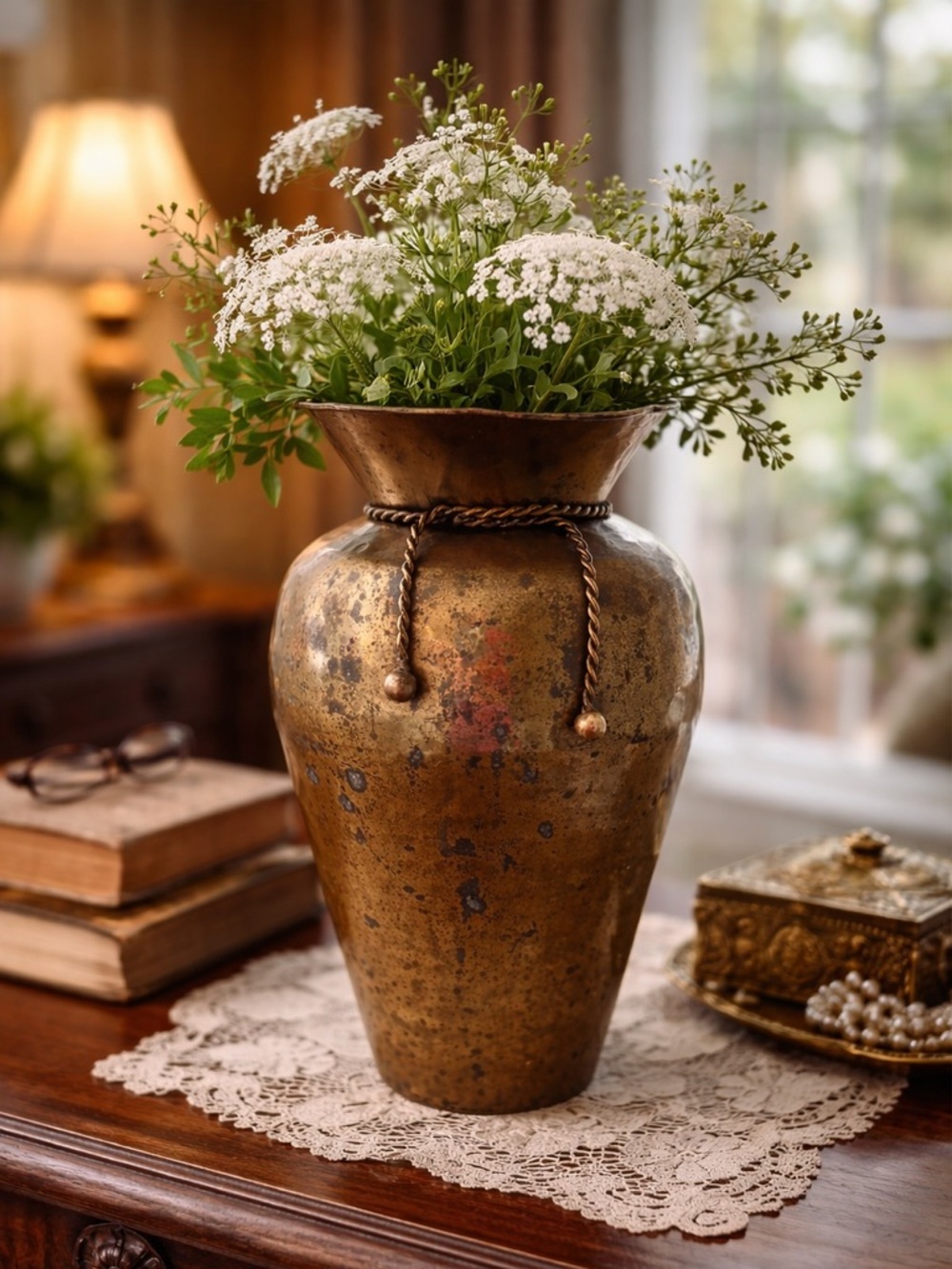 Elegant Brass Vase with Rope Accent